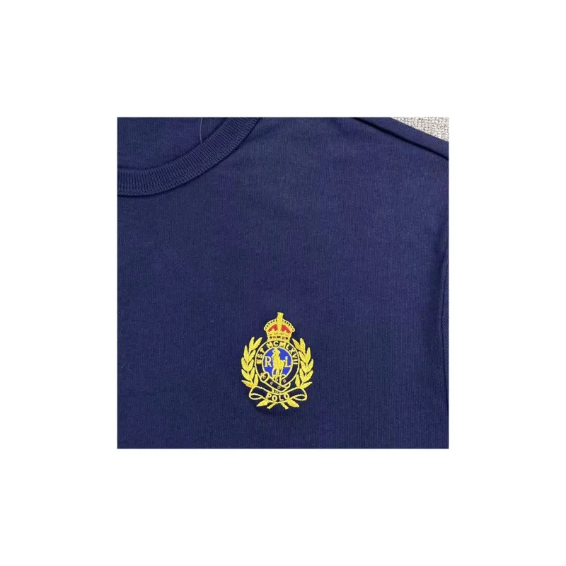Polo Ralph Lauren Solid Color Logo Embroidered Crew Neck Short Sleeved T Shirt Men's Navy Blue-2