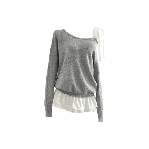 BEAUTIFUL CONFESSION Long-Sleeved Dresses Women's Gray