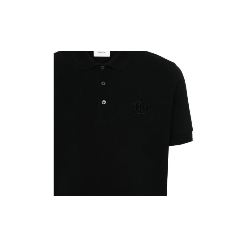 BALLY Logo Embroidered Straight Hem Polo Shirt-5