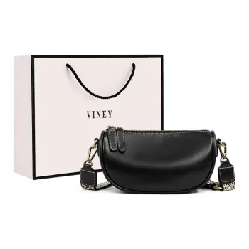 VINEY Cow Leather Shoulder Bag Crossbody Bag Pillow Bag Regular Women's Black