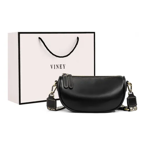 VINEY Cow Leather Shoulder Bag Crossbody Bag Pillow Bag Regular Women's Black