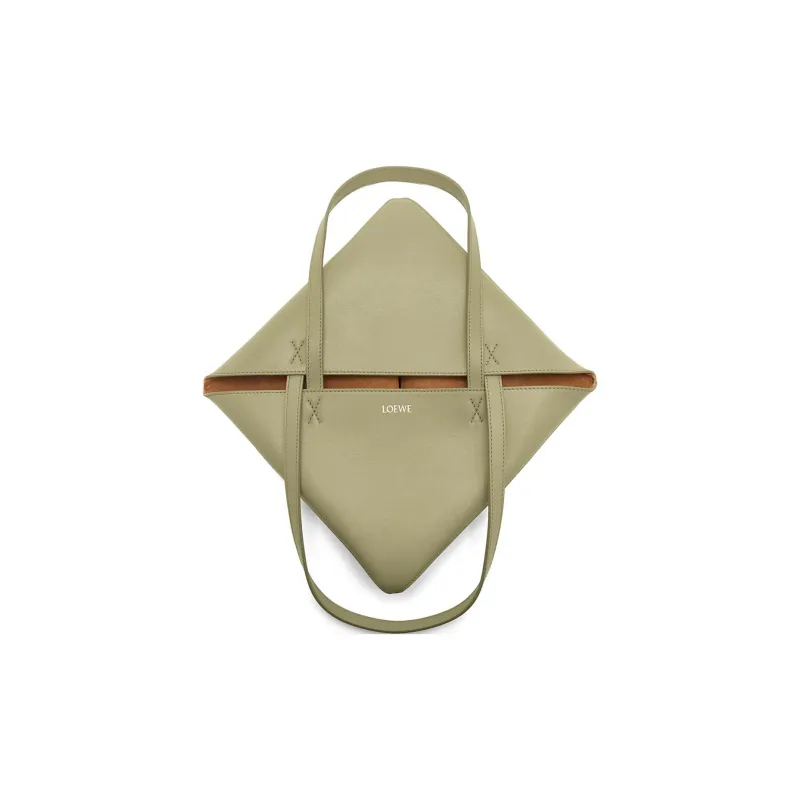 LOEWE Shiny Cow Leather Tote Bag, Shopping Bag, Handbag, Shoulder Bag Medium Size Women's Eucalyptus Green-5