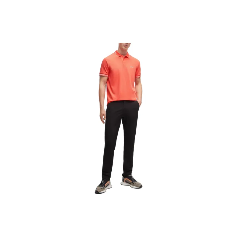 HUGO BOSS Stretch cotton Slim fit Polo Shirt With Branding Polo Shirt Men's Orange-3