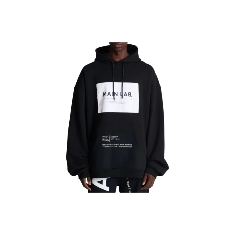 BALMAIN Drawstring Logo Printed Hoodie-1