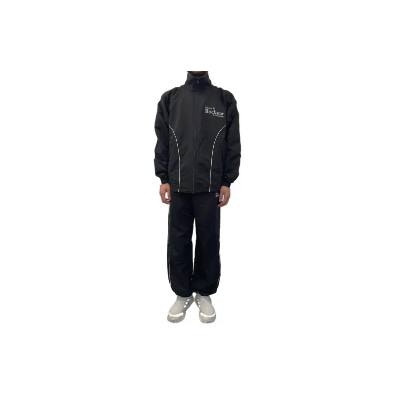 JOEGUSH My Cat Is Rockstar Nylon Track Jacket Jackets Coats Unisex Black-2