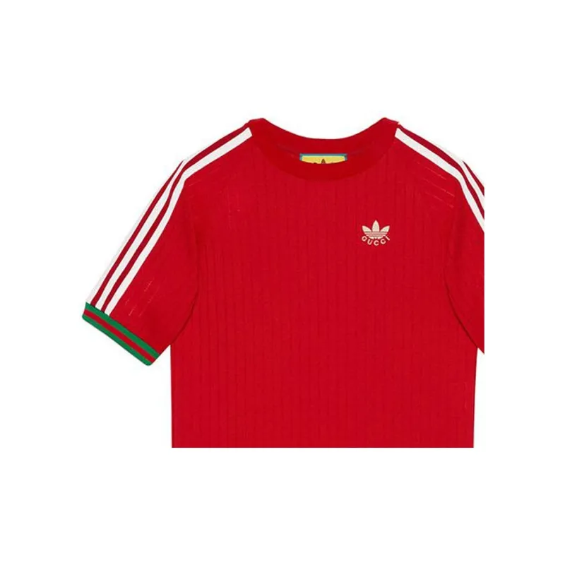 GUCCI X Adidas Jersey T-shirt Red-3