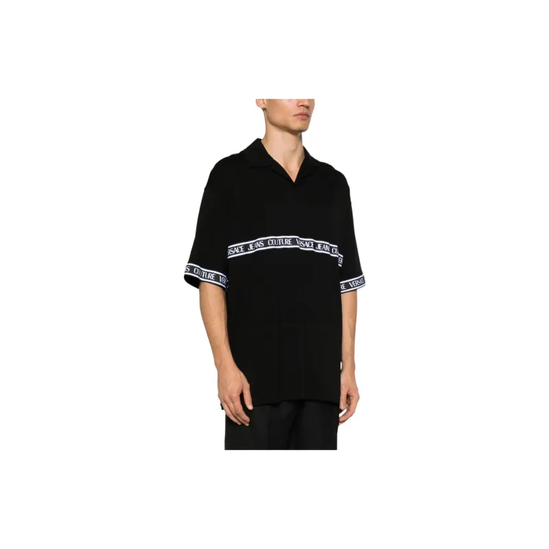 VERSACE JEANS Couture Logo tape Cotton Polo Shirt-4