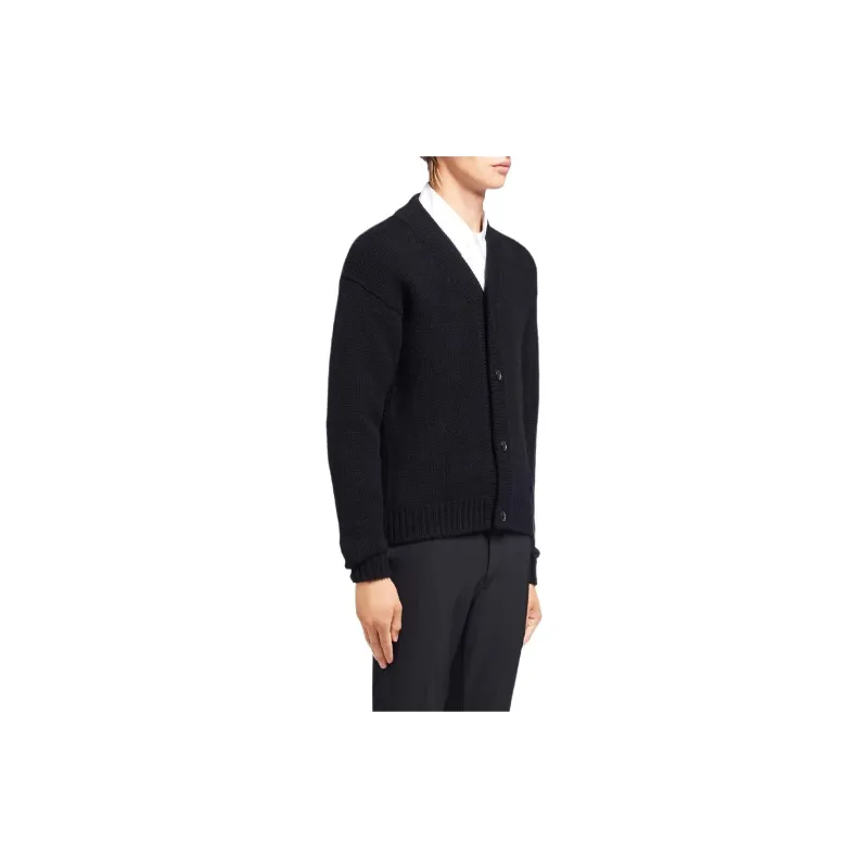 PRADA Logo Patch Knitted Cardigan-3