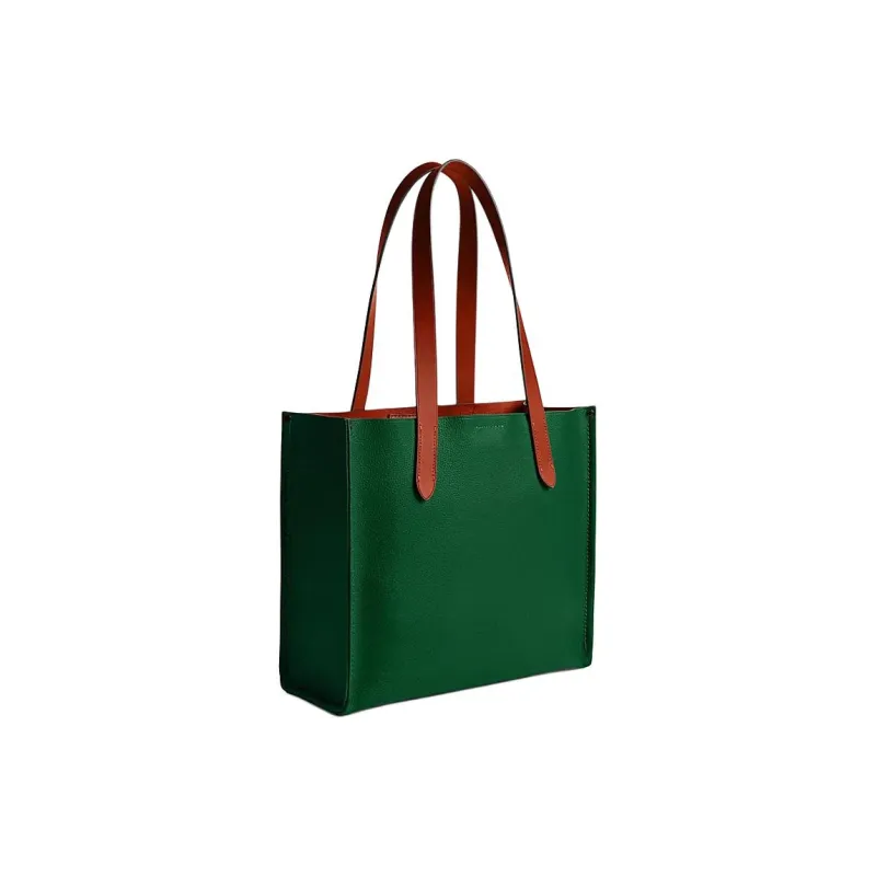 COACH Relay Pebble Grain Leather Tote Bag, Shopping Bag, Handbag, Shoulder Bag Men's Green-1