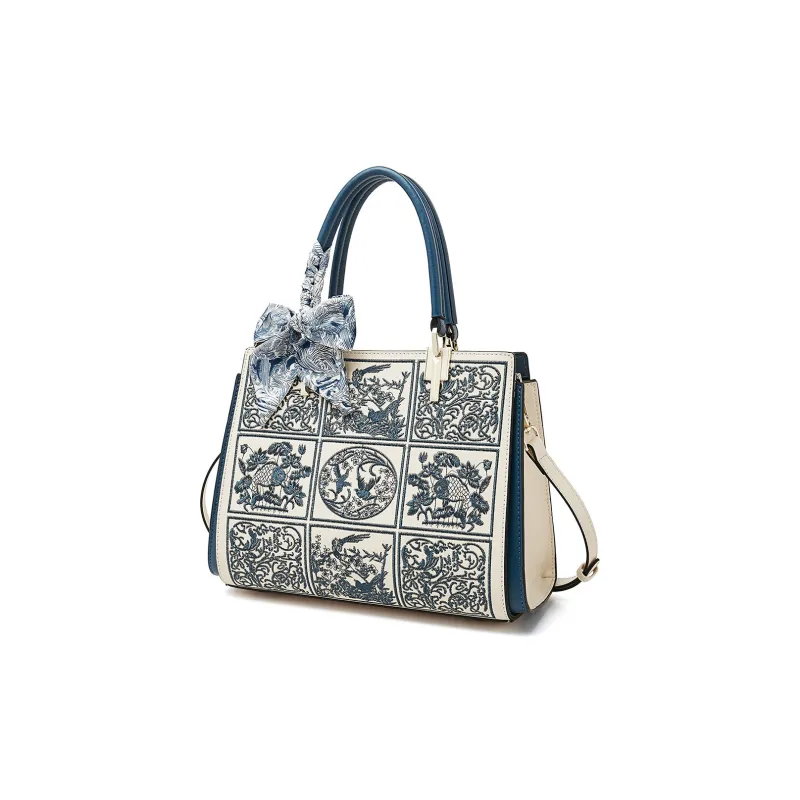 FOXER Cow Leather Versatile Shoulder Bag Handbag Women's Apricot/Burgundy/Blue-10
