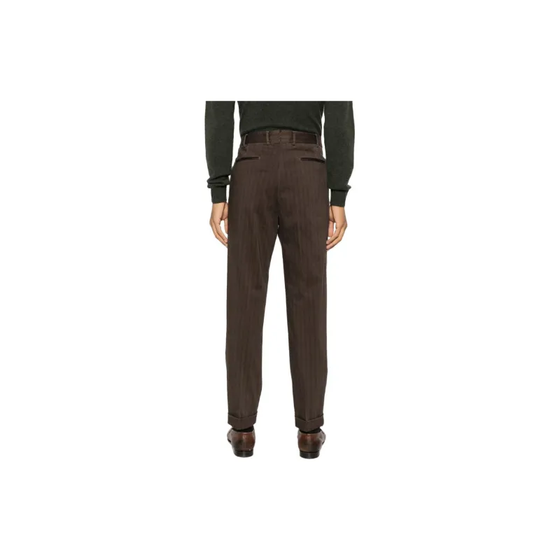 Dell'oglio Herringbone Cotton blend Tapered Trousers-2