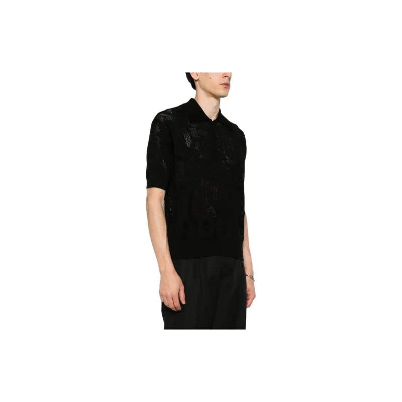 Alexander McQueen Open Knit Short Sleeved Polo Shirt-3