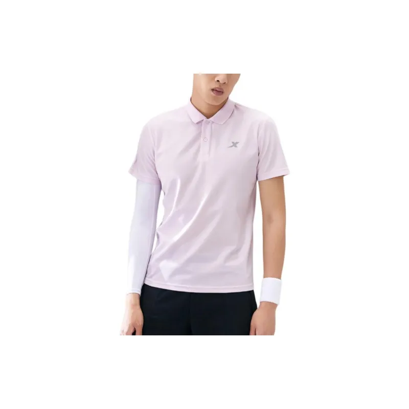 XTEP Comprehensive Training Short Sleeved Polo Shirt Men's Pink Purple-2