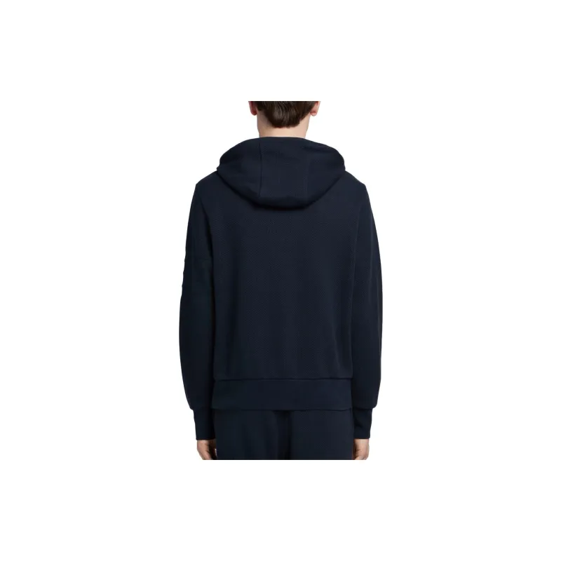 THOM BROWNE· 4 Bar Honeycomb Piqué Hoodie Sweatshirt Men's Blue-3