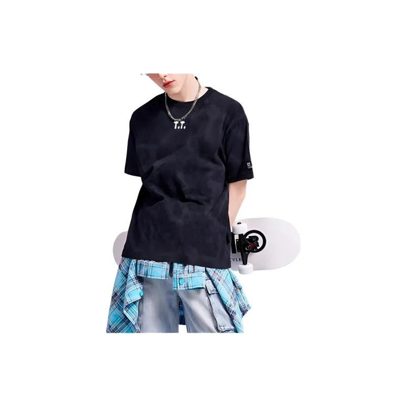 TSMLXLT T Shirt Men's Black Tie Dye-1