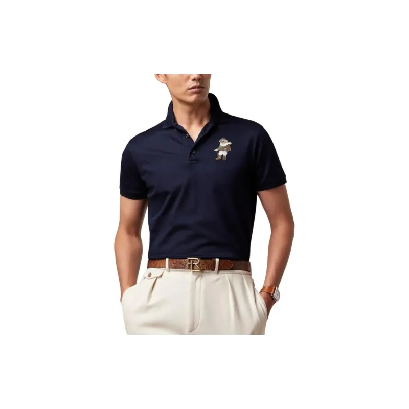 Ralph Lauren Purple Label Custom Slim Fit Polo Bear Polo Shirt Polo Shirt Men's Marine Blue-2