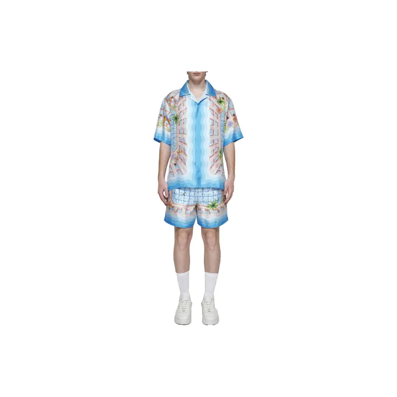 CASABLANCA Cuban Collar Short Sleeve Shirt-1