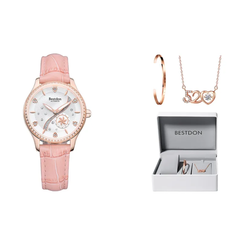Bestdon Mechanical Movement Genuine Leather Strap Watch Women's Watch White Dial-10