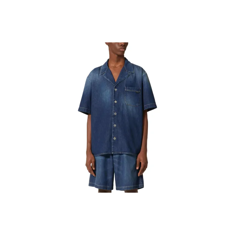 Valentino Denim Chambray Bowling Shirt-2