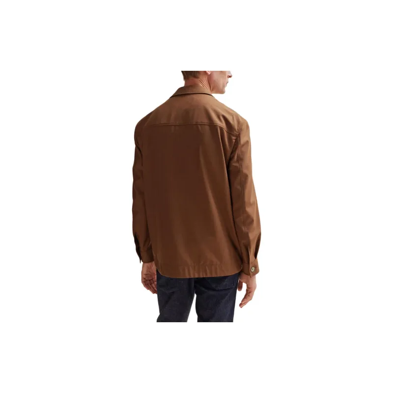 HUGO BOSS Relaxed-Fit Overshirt In Melange Italian Wool And Silk Shirt Men's Brown-3