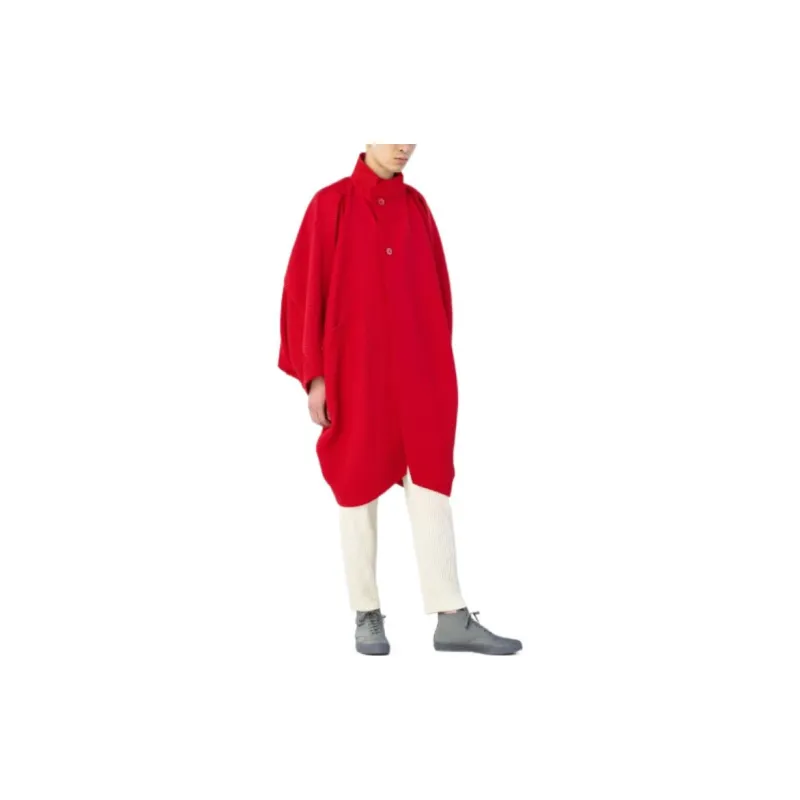 Homme Plissé Issey Miyake Trench Coats Men Deep Red-3