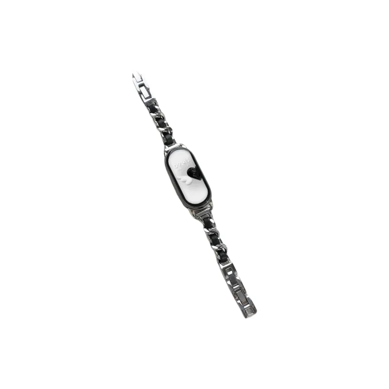FZRT Watch Bands Chanel Inspired Chain Leather Metal Strap Unisex-5