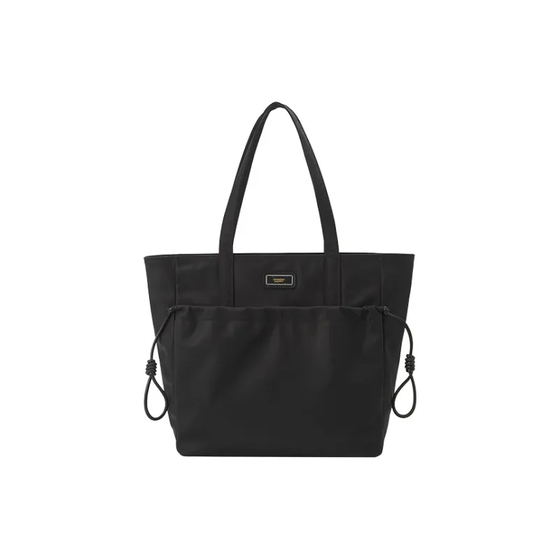 SEM/R Polyester Tote Bag Shopping Bag Shoulder Bags Large Size Women's Khaki/Black-7