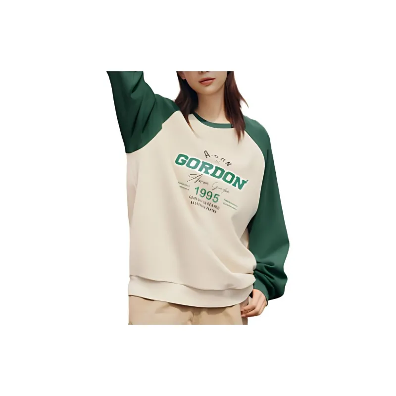 361° Sweatshirt Unisex Sand Brown White/Dark Emerald Green-2