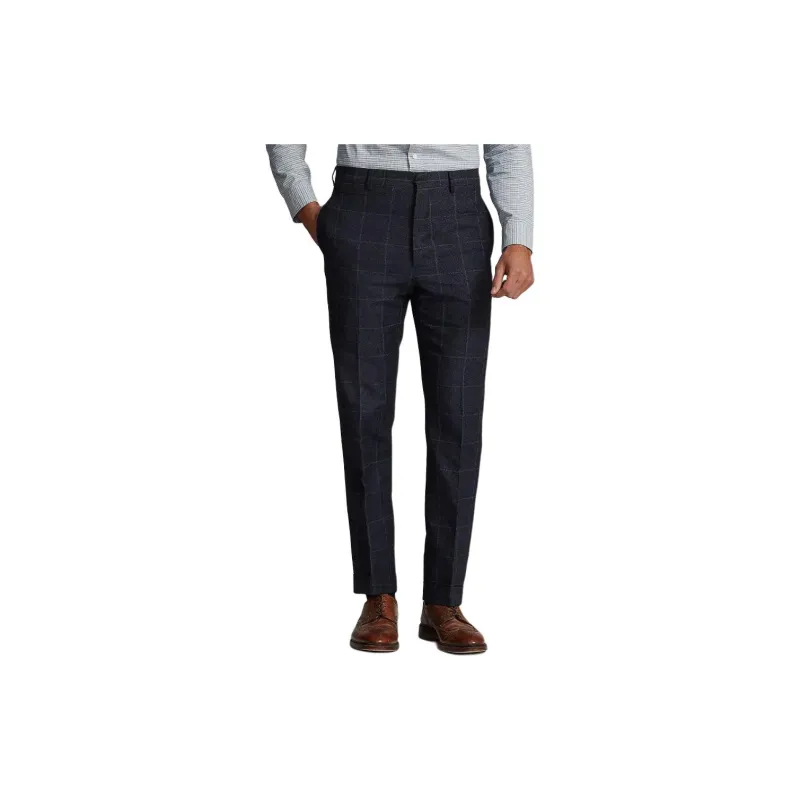 Polo Ralph Lauren Slim Windowpane Linen-Blend Suit Trouser Casual Pants Men's Gray-1