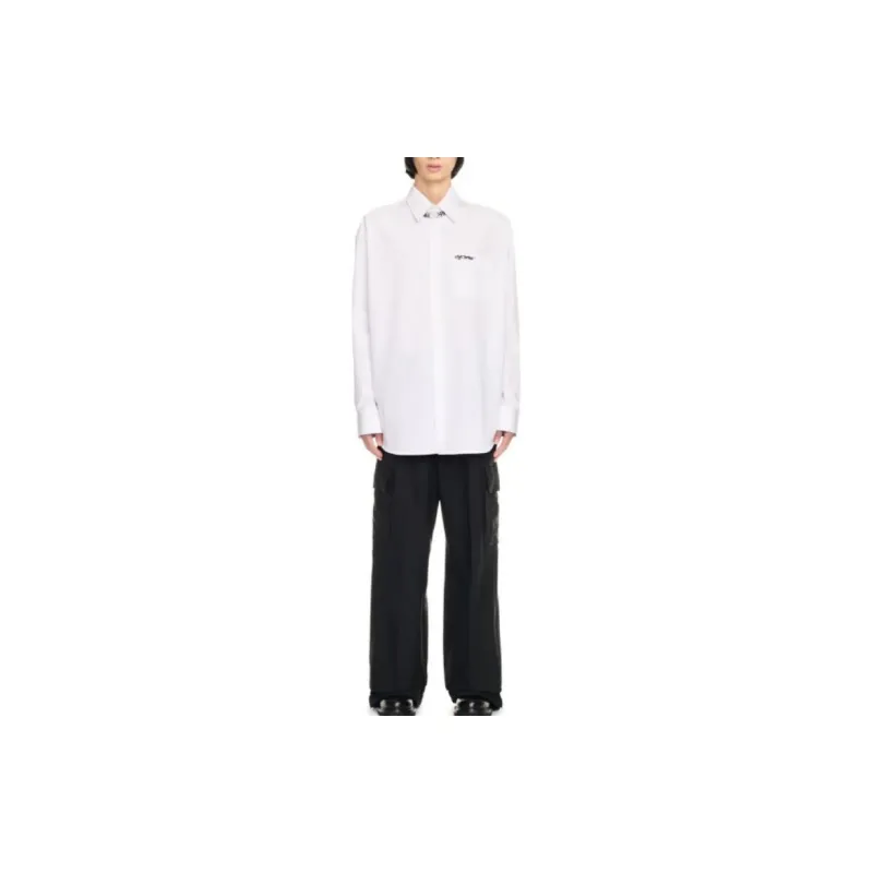 Off Logo Embroidered Long Sleeved Shirt-1