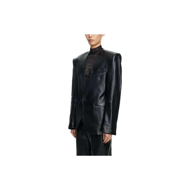 Mugler H&M Defined Waist Leather Blazer Mens-3
