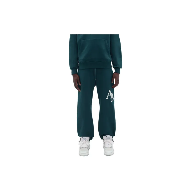 AMIRI FW23 Amiri Staggered Sweatpant Casual Pants Men's Green-1