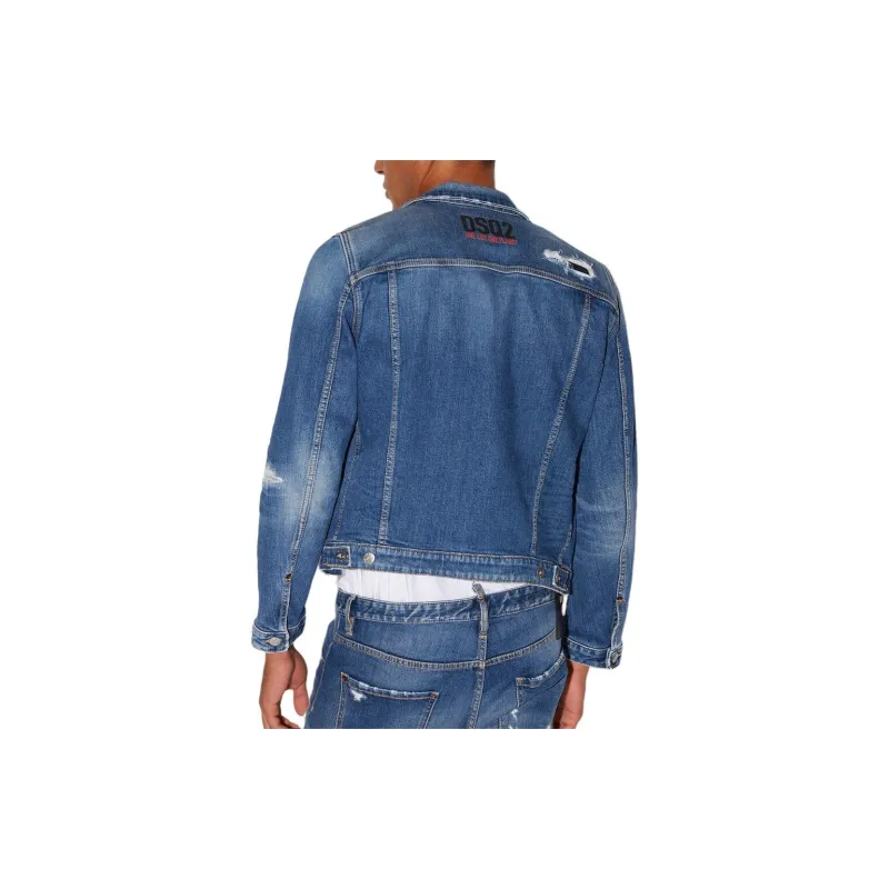 DSQUARED 2 The Smurfs Distressed effect Denim Jacket-2