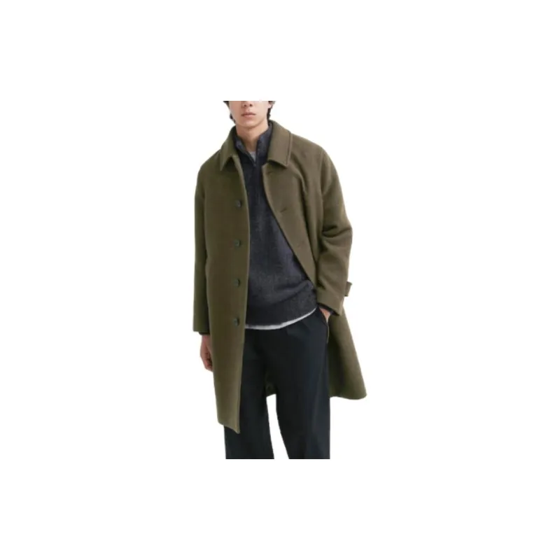 UNIQLO Coats Unisex Olive Green-2