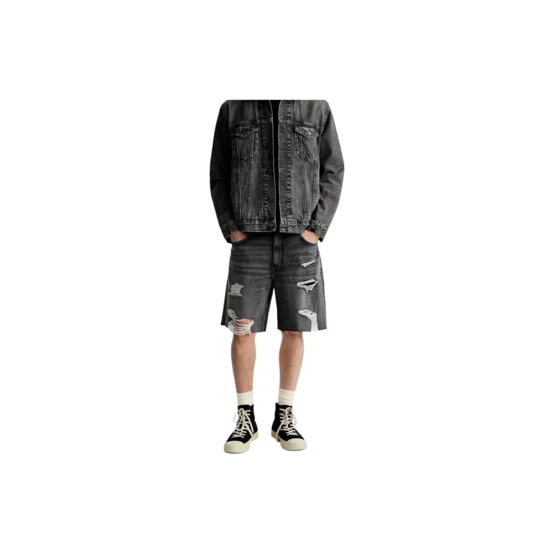 ZARA Denim Shorts Men Black-3