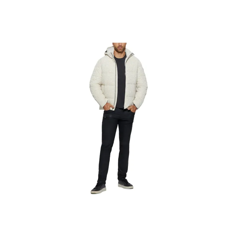 GUESS All Over Logo Puffer Jackets Coats Men's White-2
