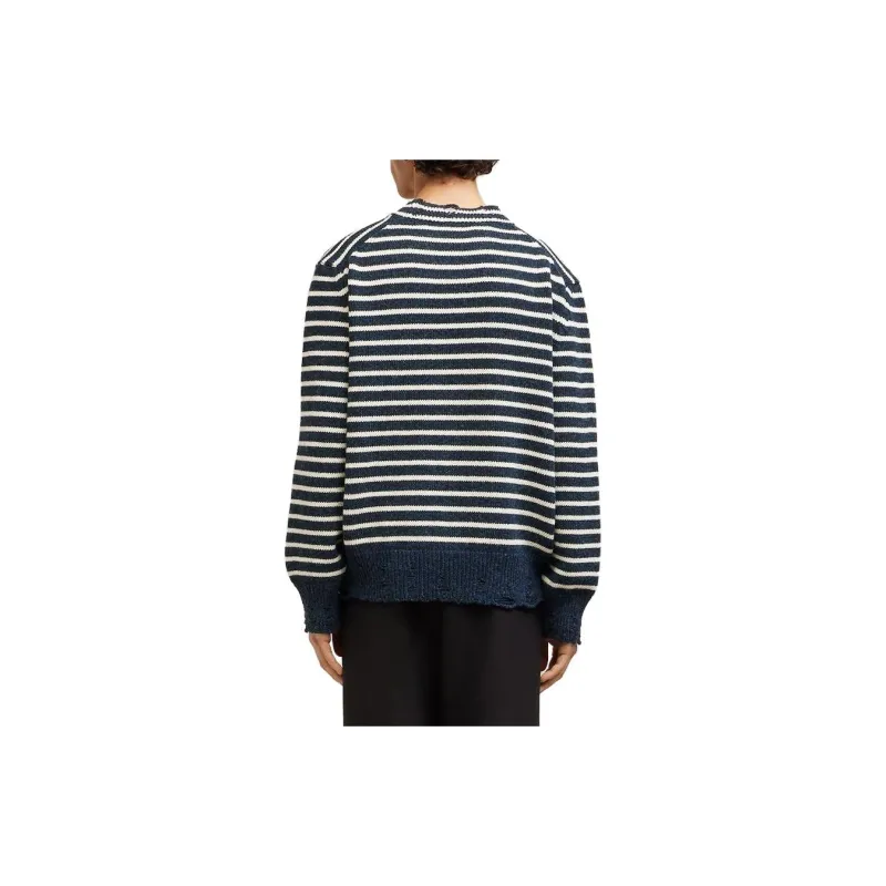 Ami Paris Striped Ribbed Crew Neck Jumper-2