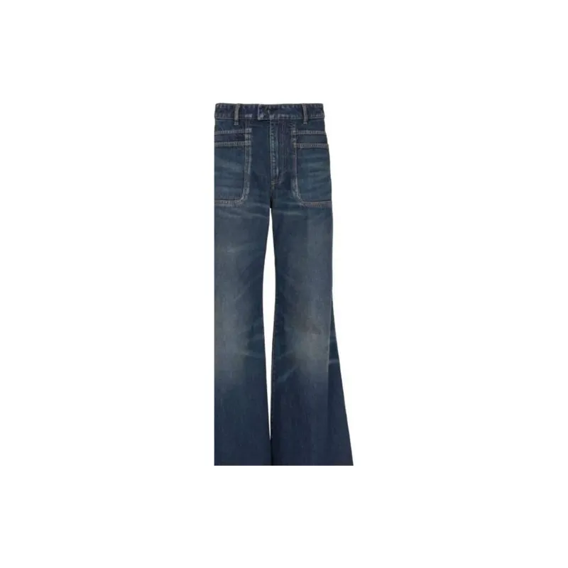 BALMAIN Logo patch Wide leg Jeans-5