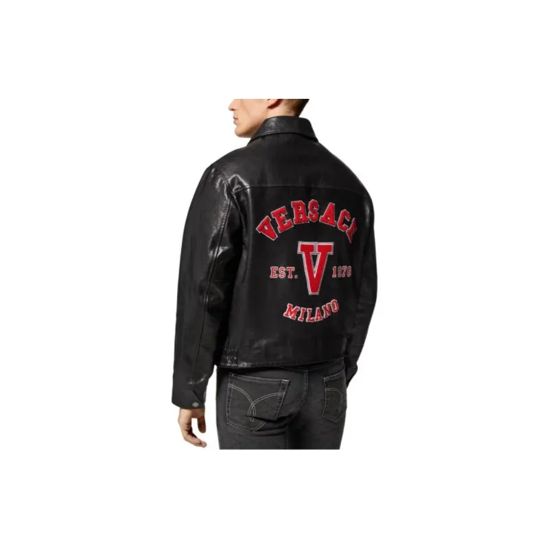 VERSACE SS23 Leather Jacket Men's Black-1