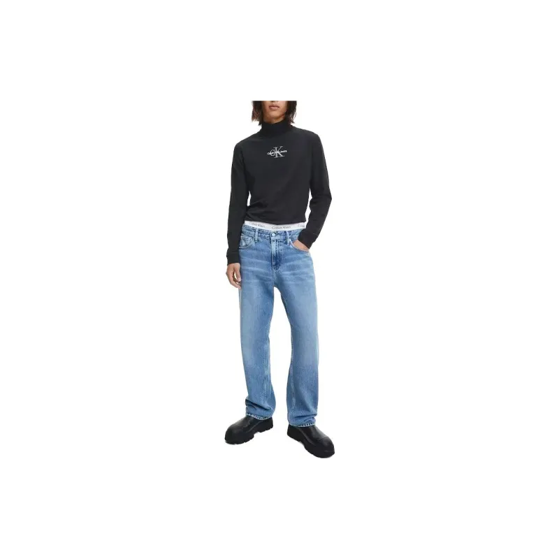 CALVIN KLEIN Slim Long Sleeve Roll Neck Sweatshirt Men's Black-2