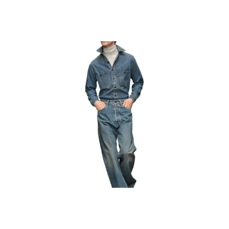 Maison Margiela Collared Long Sleeve Denim Shirt-1