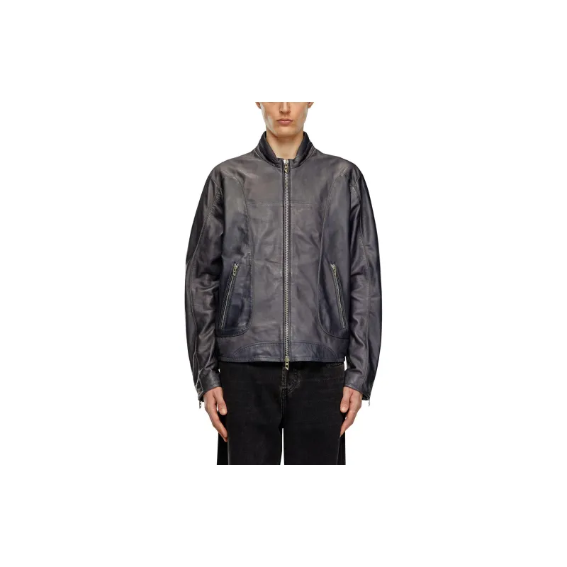 DIESEL L Krix Leather Biker Jacket With Piping-2