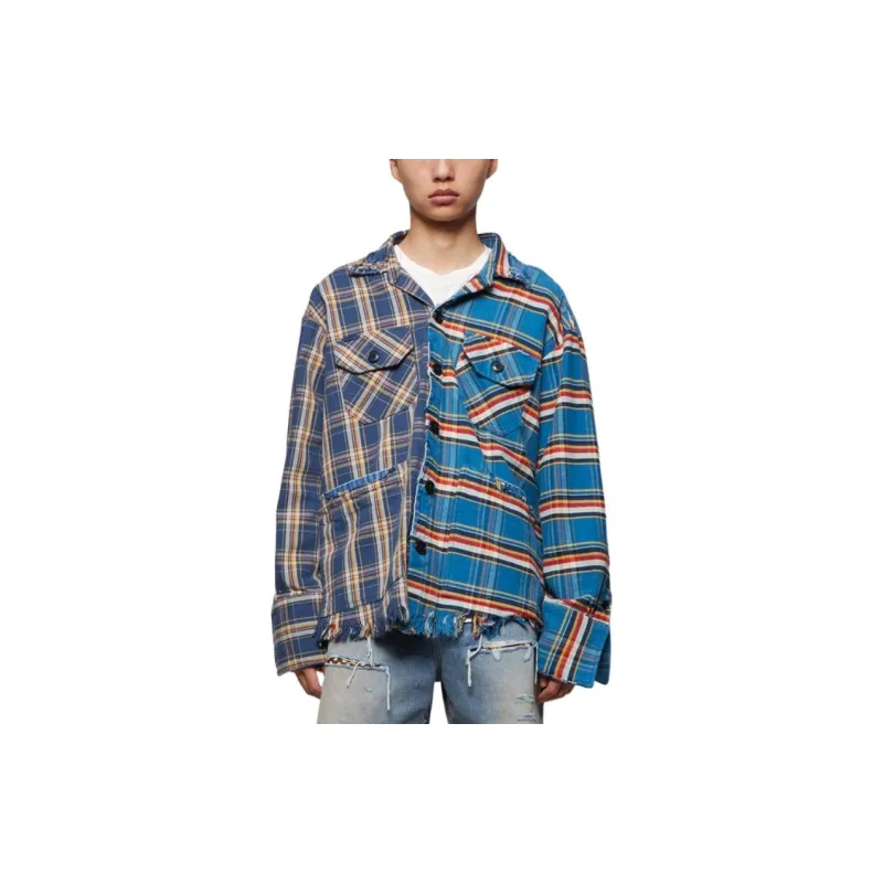 GREG LAUREN Shirts Men Blue Gray-2