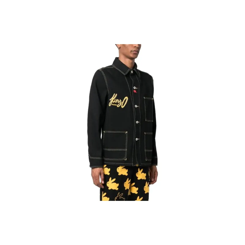 KENZO Logo Detailed Buttoned Denim Jacket-4