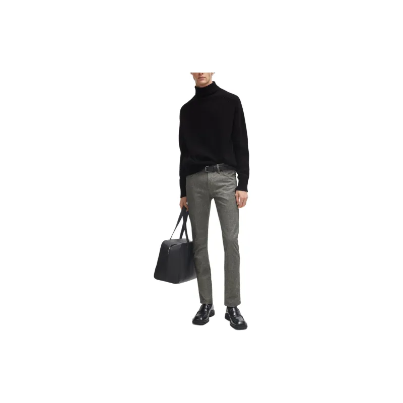 HUGO BOSS Slim-Fit Jeans In Two-Tone Brushed Twill Casual Pants Men's Gray-1