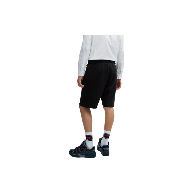 HUGO BOSS Cotton Terry Shorts With Stud Effect Artwork Casual Shorts Men's Black-3