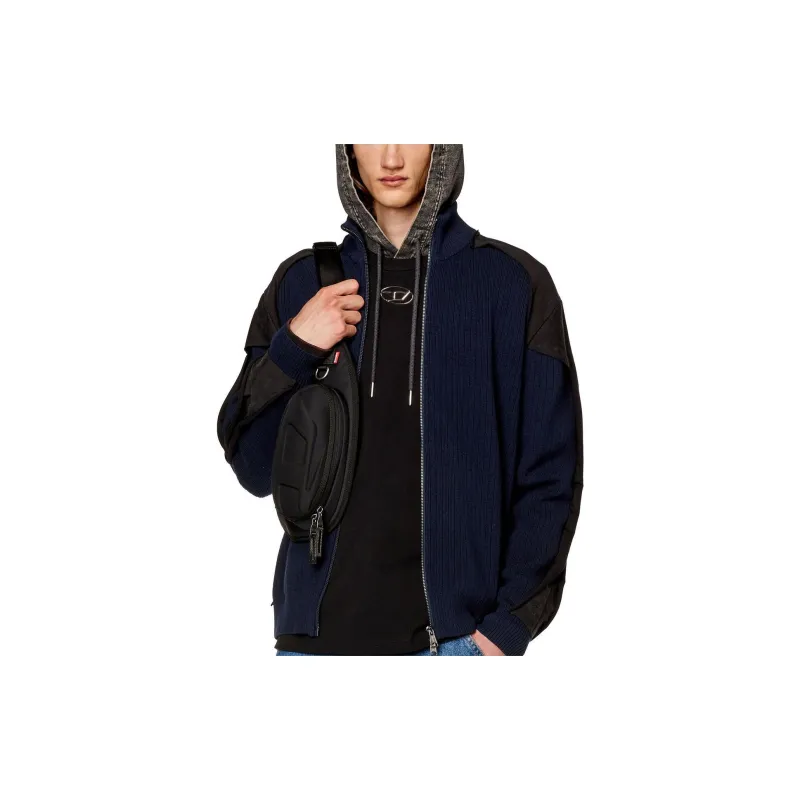DIESEL K Leuca Logo Patch Zip Up Cardigan-1