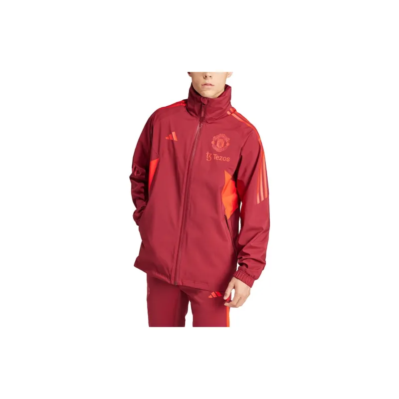 Adidas 2023-24 Manchester United Adidas Rain Jacket Jackets Coats Unisex Red-2