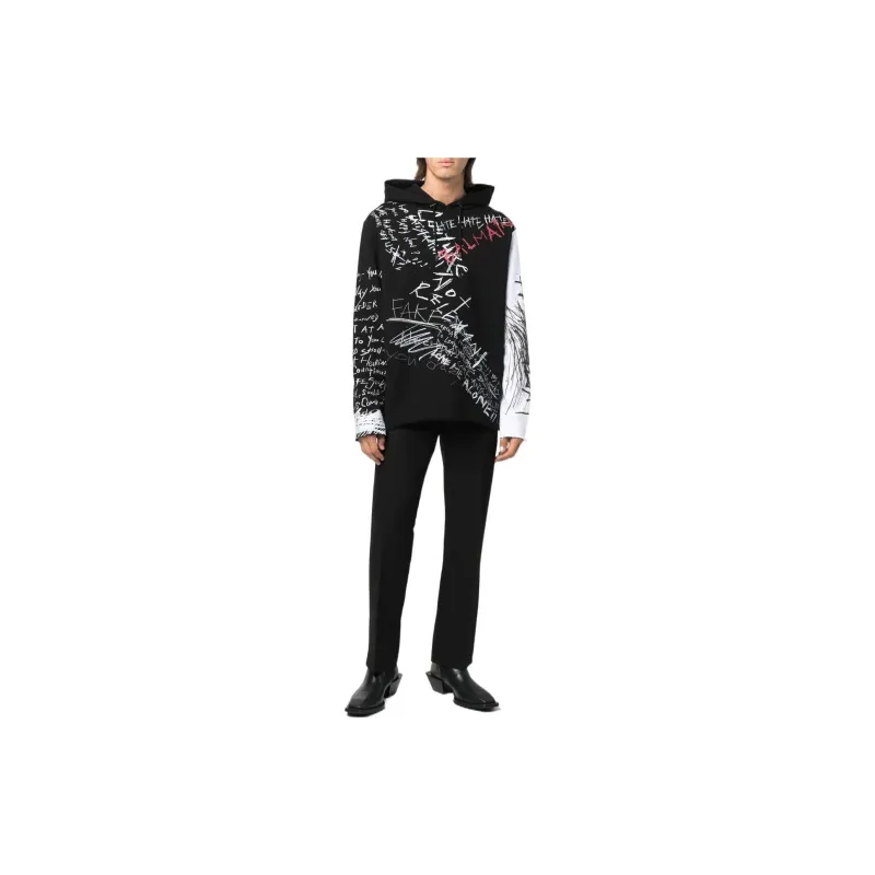 BALMAIN Graffiti Print Pullover Hoodie-1