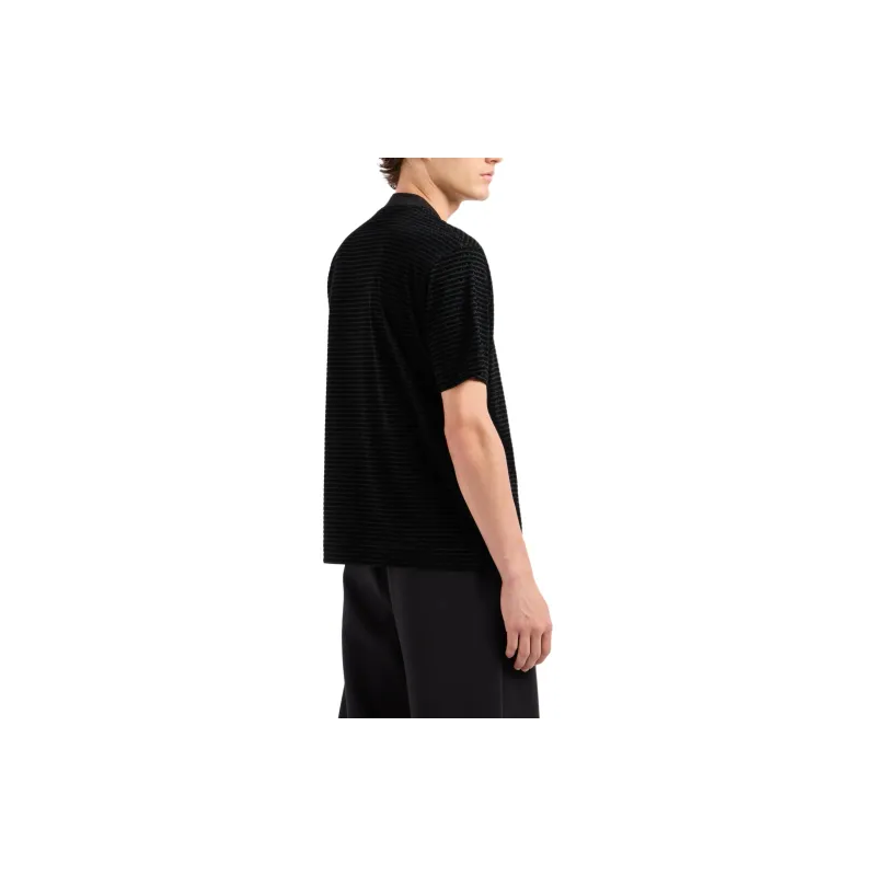 EMPORIO ARMANI Lyocell blend Jersey T shirt With All over Flocked Logo Lettering-2